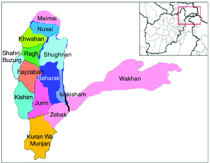 A Map Of Badakhshan Province Of Afghanistan 